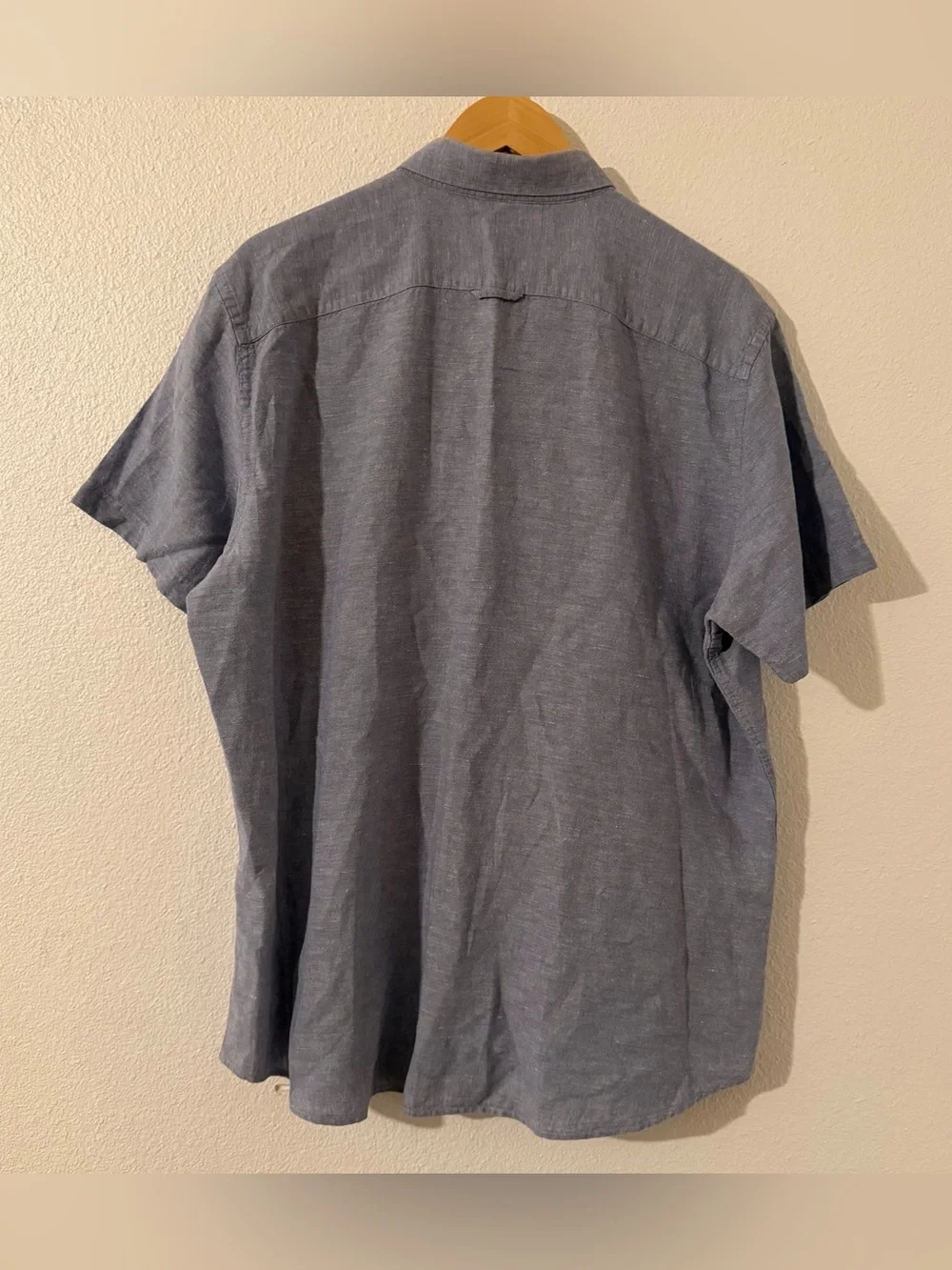 Banana Republic Slim Fit Blue Linen Button Down S/ Sleeve Shirt Men's Size XL